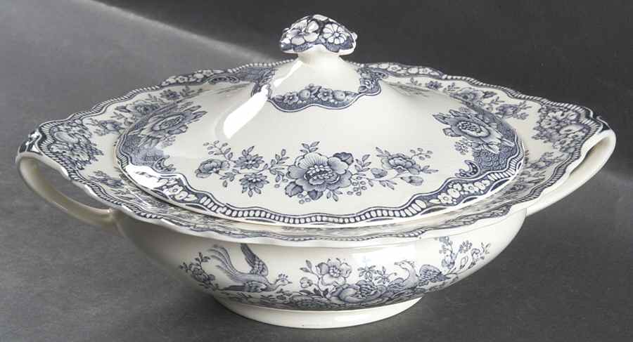 Bristol Dove Grey Round Covered Vegetable by Crown Ducal-1