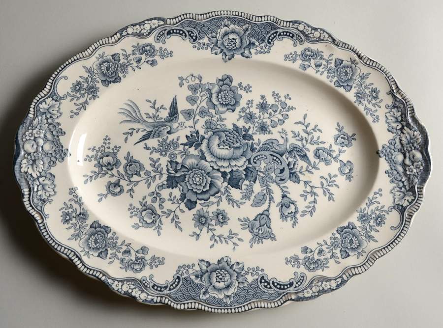 Bristol Dove Grey 14" Oval Serving Platter by Crown Ducal-1