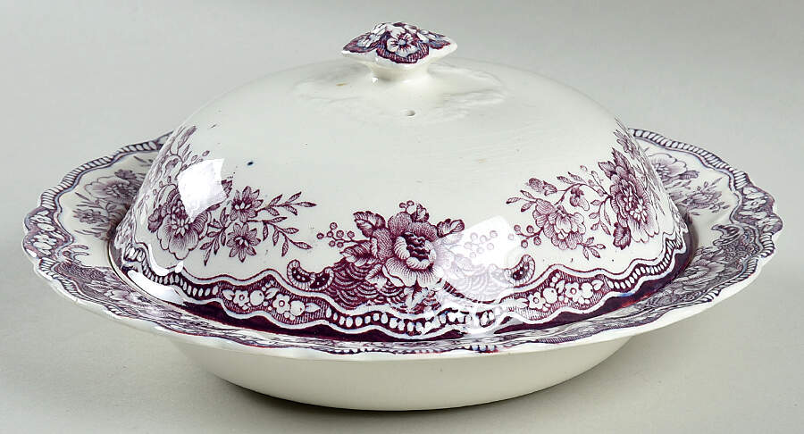 Bristol Mulberry Round Covered Butter by Crown Ducal-1