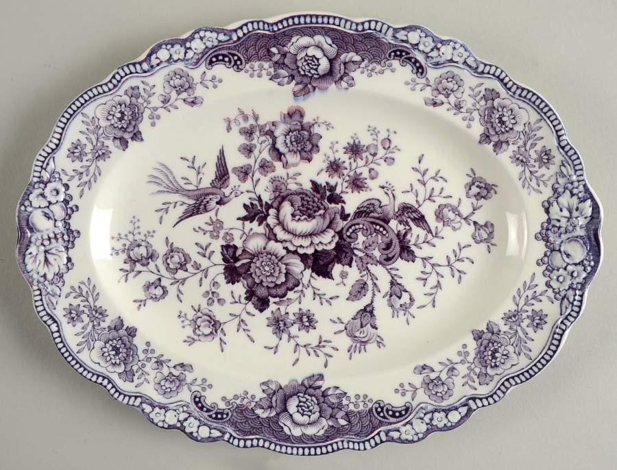 Bristol Mulberry 10" Oval Serving Platter by Crown Ducal-1