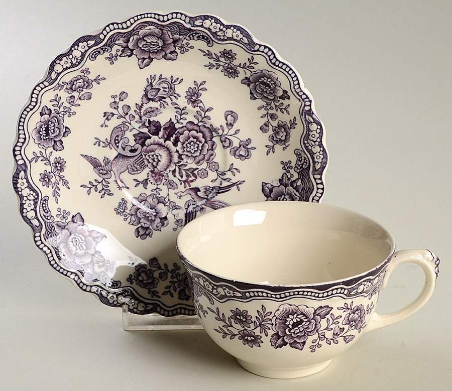 Bristol Mulberry Oversized Cup & Saucer Set by Crown Ducal-1