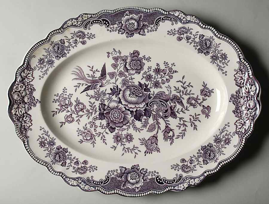 Bristol Mulberry 16" Oval Serving Platter by Crown Ducal-1