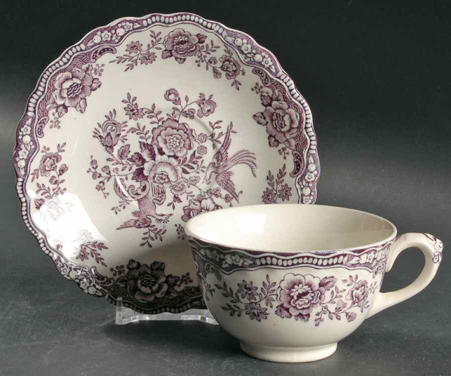 Bristol Mulberry Footed Cup & Saucer Set by Crown Ducal-1