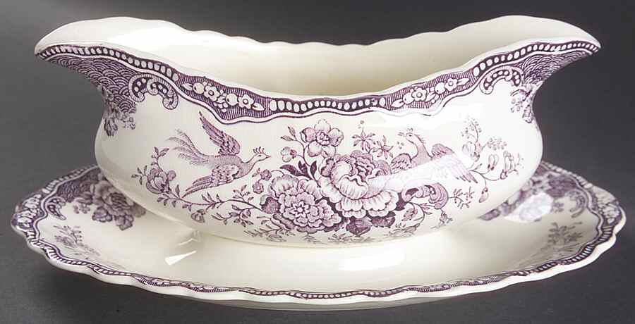 Bristol Mulberry Gravy Boat with Attached Underplate by Crown Ducal-1