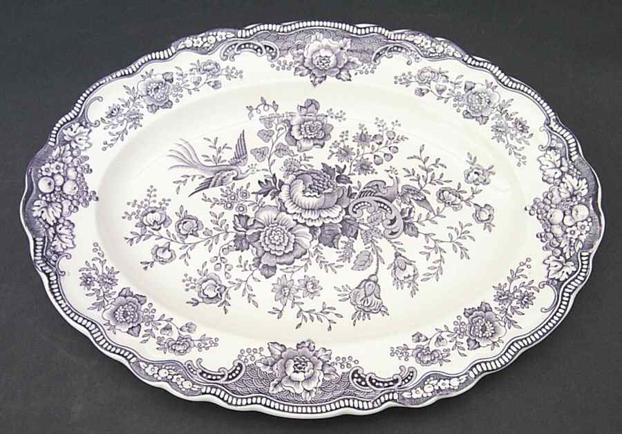 Bristol Mulberry 14" Oval Serving Platter by Crown Ducal-1