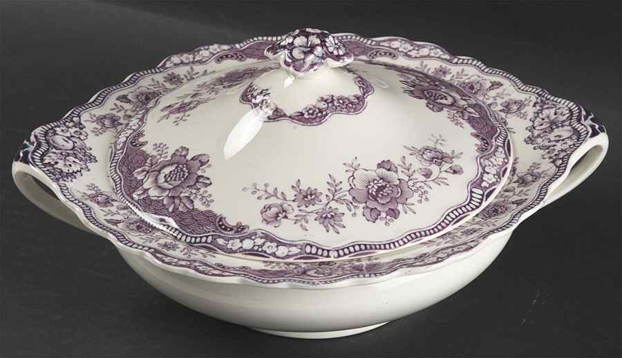 Bristol Mulberry Round Covered Vegetable by Crown Ducal-1