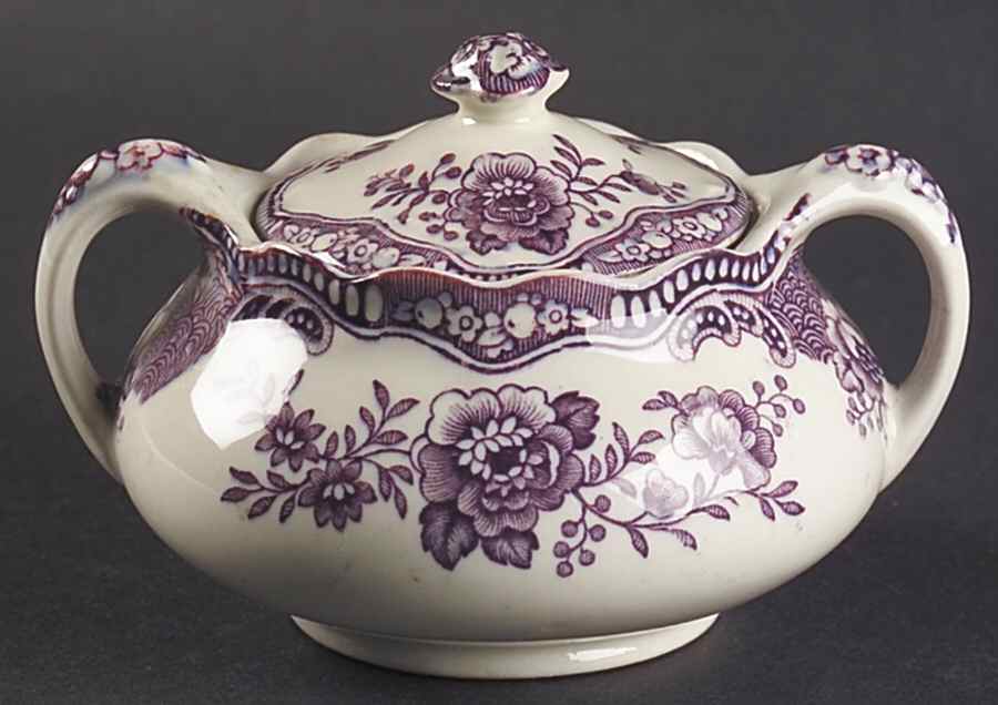 Bristol Mulberry Sugar Bowl & Lid by Crown Ducal-1