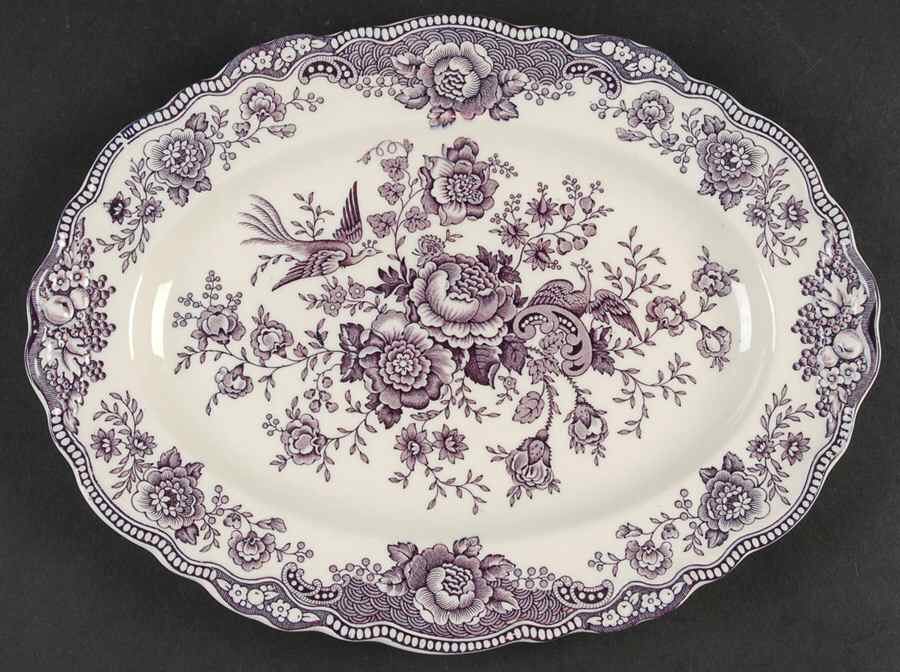Bristol Mulberry 12" Oval Serving Platter by Crown Ducal-1