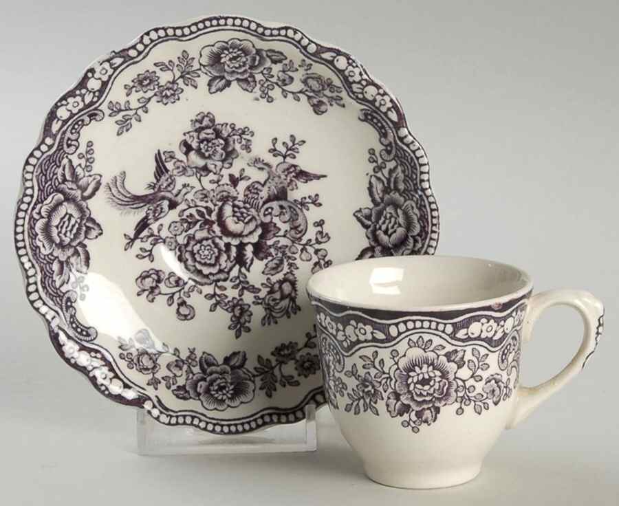 Bristol Mulberry Flat Demitasse Cup & Saucer Set by Crown Ducal-1