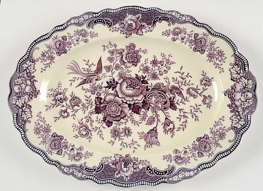 Bristol Mulberry 13" Oval Serving Platter by Crown Ducal-1