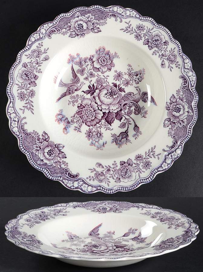 Bristol Mulberry Large Rim Soup Bowl by Crown Ducal-1