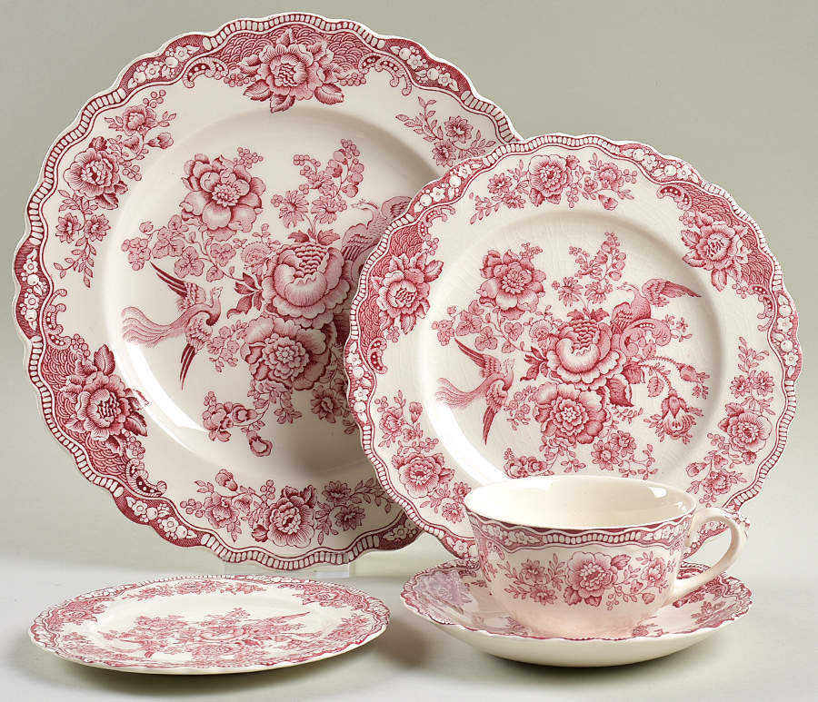 Bristol Pink (Cream) 5 Piece Place Setting by Crown Ducal-1