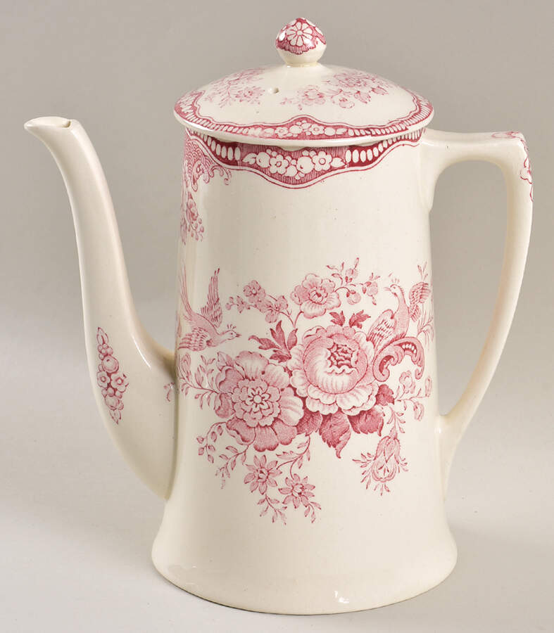 Bristol Pink (Cream) Coffee Pot & Lid by Crown Ducal-1