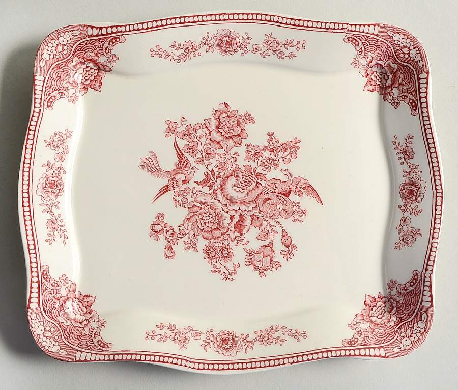 Bristol Pink (Cream) Rectangular Tray by Crown Ducal-1