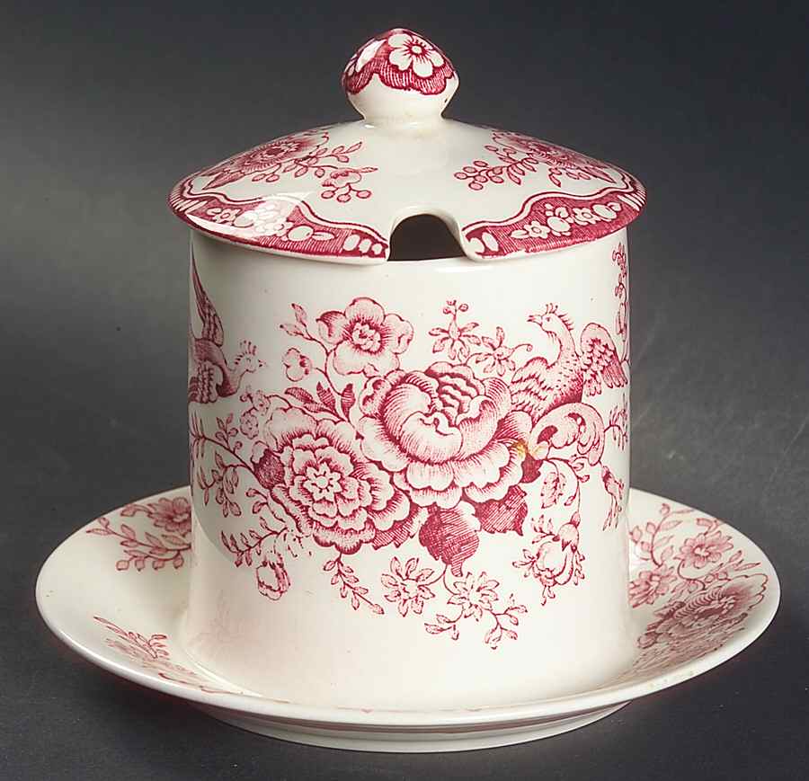 Bristol Pink (Cream) Jam/Jelly & Lid by Crown Ducal-1