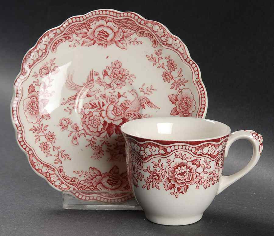 Bristol Pink (Cream) Flat Demitasse Cup & Saucer Set by Crown Ducal-1