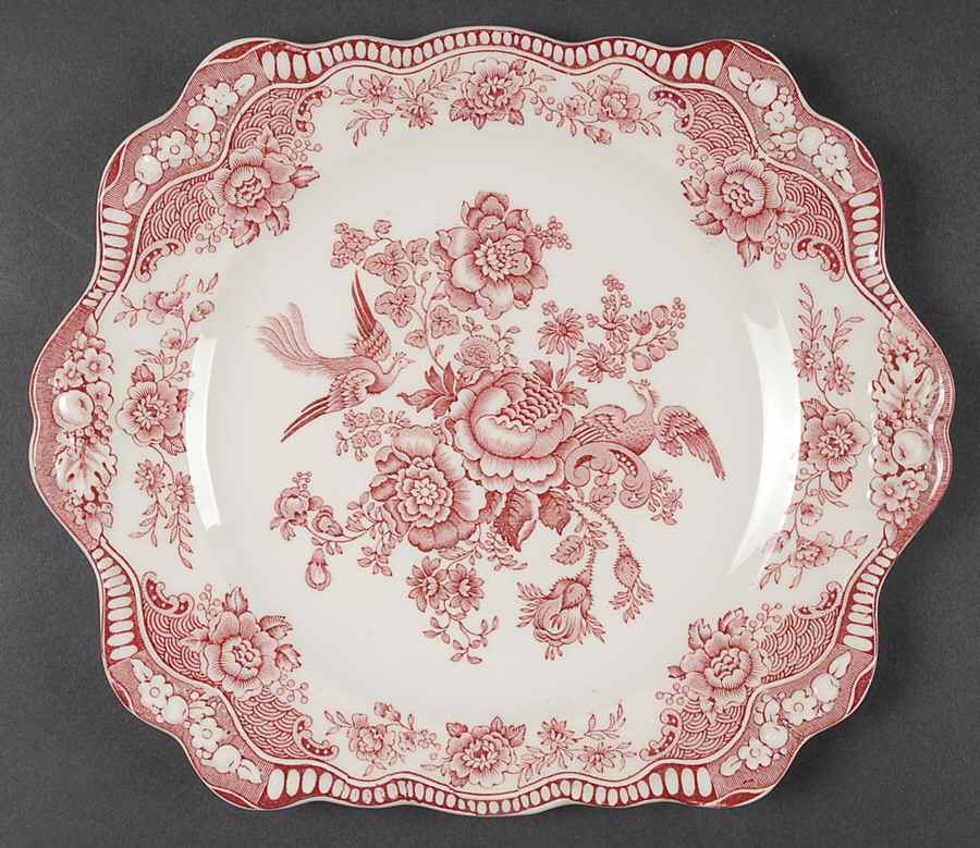 Bristol Pink (Cream) Square Handled Cake Plate by Crown Ducal-1