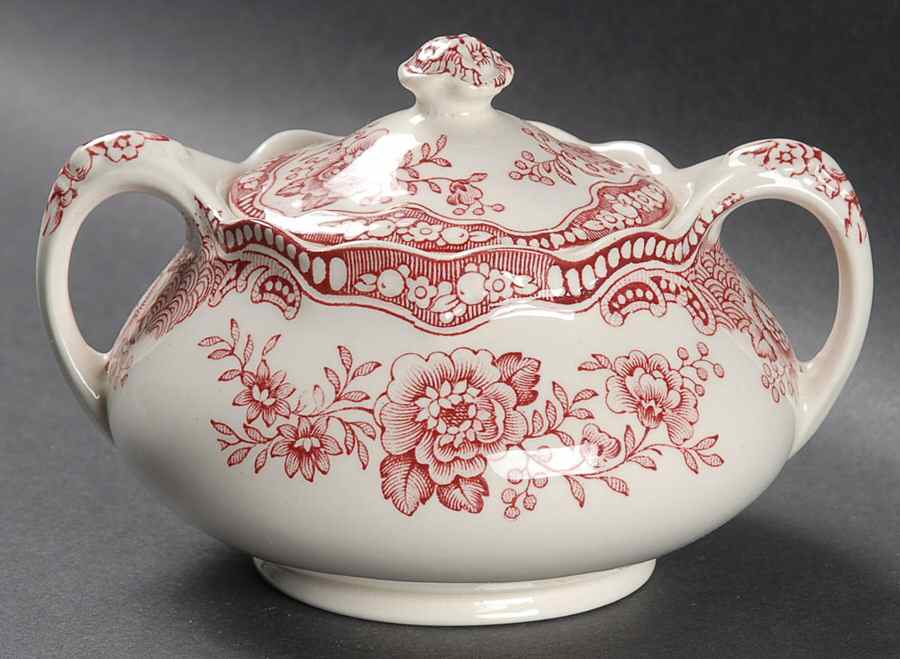 Bristol Pink (Cream) Sugar Bowl & Lid by Crown Ducal-1