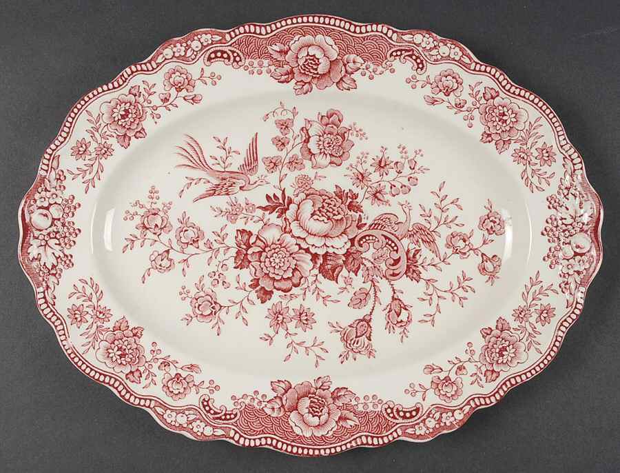 Bristol Pink (Cream) 12" Oval Serving Platter by Crown Ducal-1