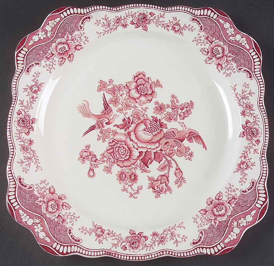 Bristol Pink (Cream) 11" Square Chop Plate by Crown Ducal-1