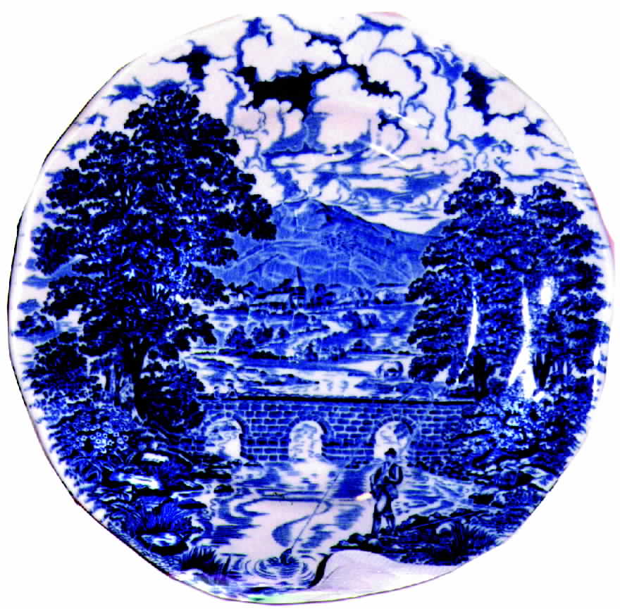 Bridge Scenes Blue Dinner Plate by Crown Ducal-1