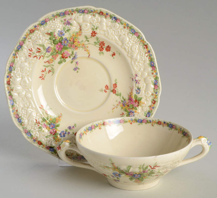 Chatham Flat Cream Soup Bowl & Saucer Set by Crown Ducal-1