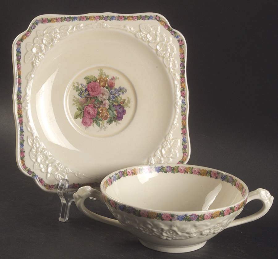 Charm Flat Cream Soup Bowl & Saucer Set by Crown Ducal-1