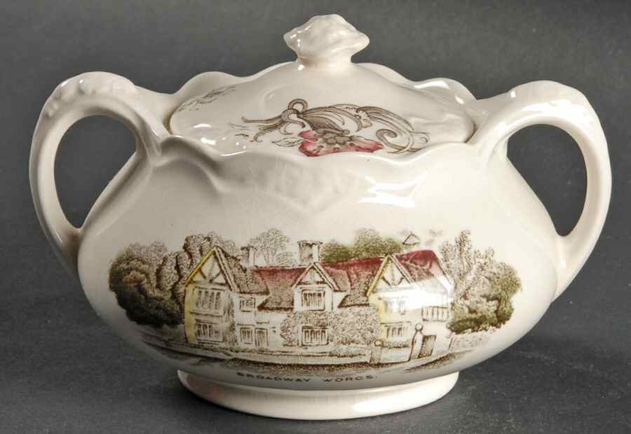 Charming England Sugar Bowl & Lid by Crown Ducal-1