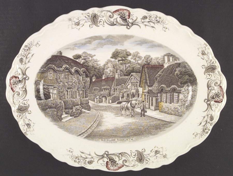 Charming England 16" Oval Serving Platter by Crown Ducal-1