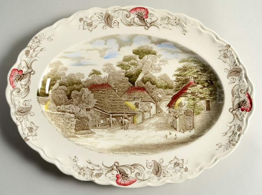 Charming England 14" Oval Serving Platter by Crown Ducal-1