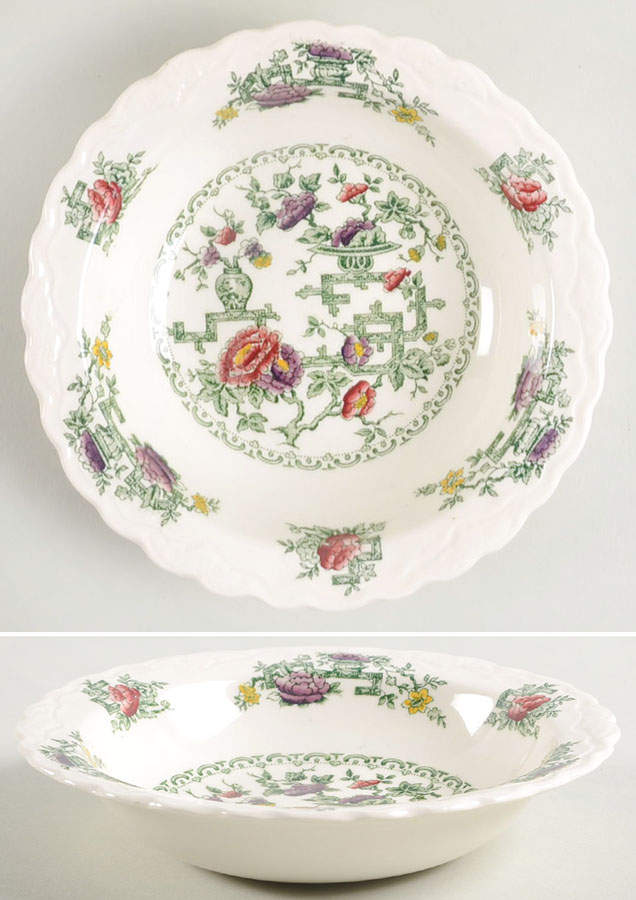 Chinese Garden Rim Fruit/Dessert (Sauce) Bowl by Crown Ducal-1