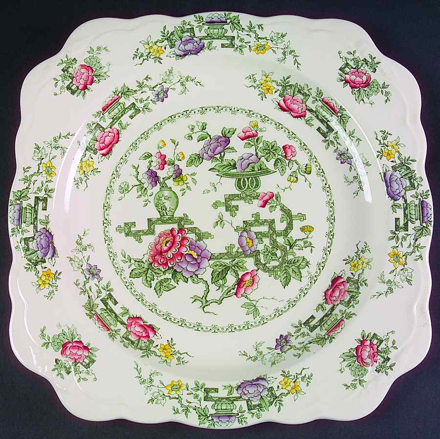 Chinese Garden 11" Square Chop Plate by Crown Ducal-1