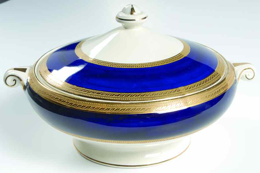 Colfax Cobalt Blue Round Covered Vegetable by Crown Ducal-1