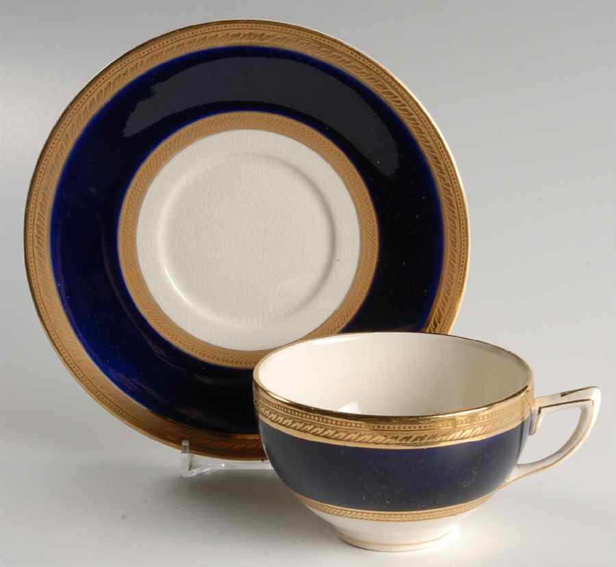Colfax Cobalt Blue Flat Cup & Saucer Set by Crown Ducal-1