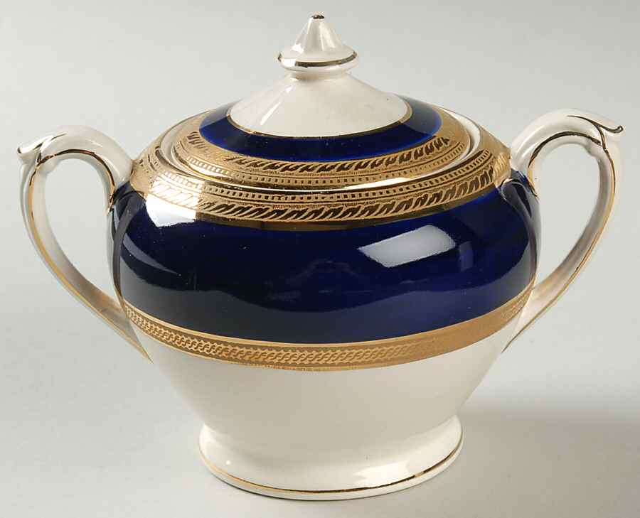 Colfax Cobalt Blue Sugar Bowl & Lid by Crown Ducal-1