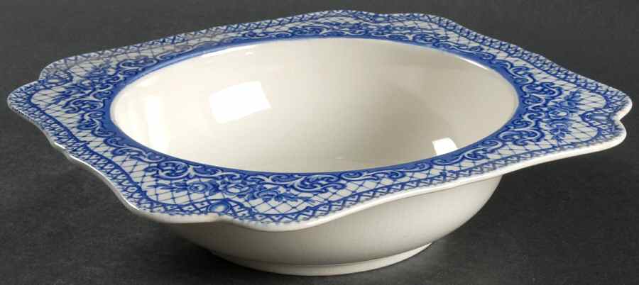 Colonial Times Blue (Floral & Scene Border) 9" Round Vegetable Bowl by Crown Ducal-1