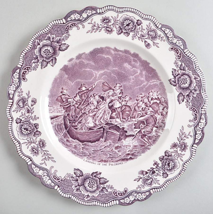 Colonial Times Mulberry (Scalloped) Dinner Plate by Crown Ducal-1