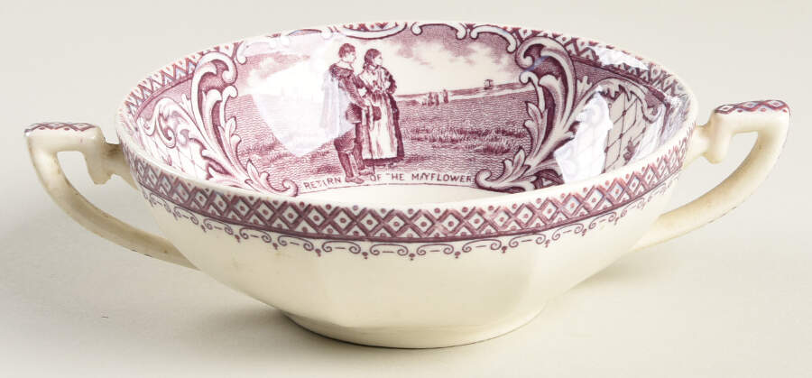 Colonial Times Mulberry (Scalloped) Flat Cream Soup Bowl by Crown Ducal-1