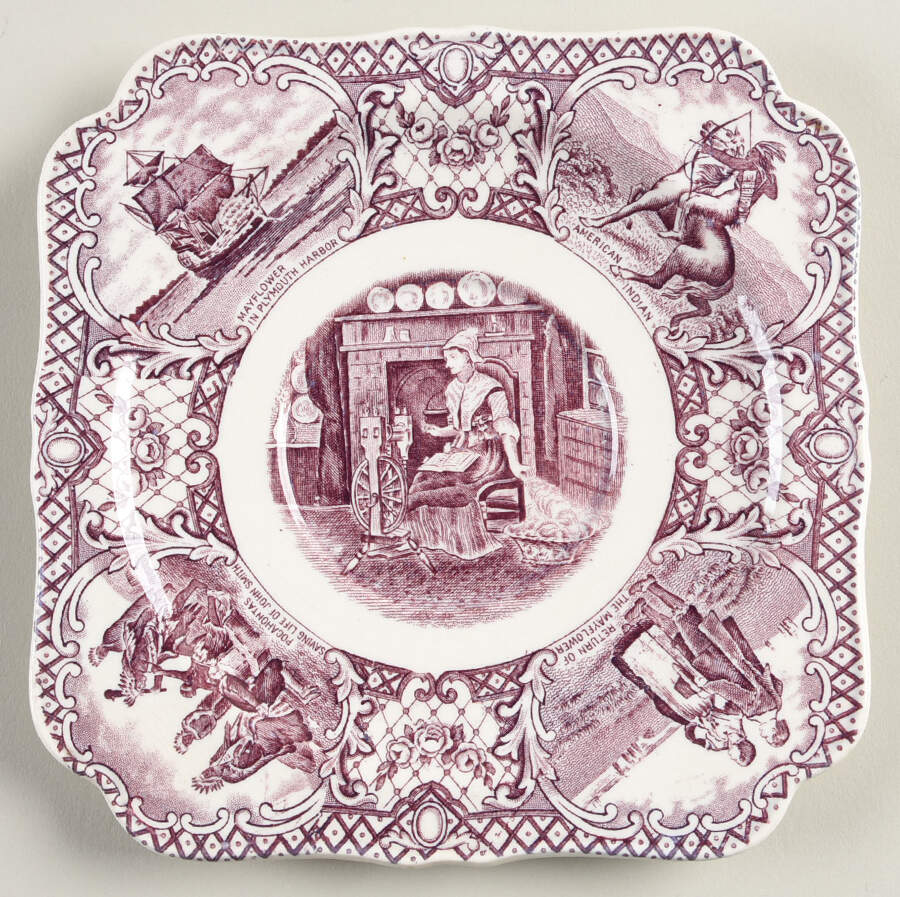 Colonial Times Mulberry (Scalloped) Saucer for Cream Soup Bowl by Crown Ducal-1