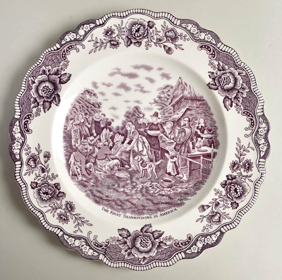 Colonial Times Mulberry (Scalloped) Dinner Plate by Crown Ducal-1