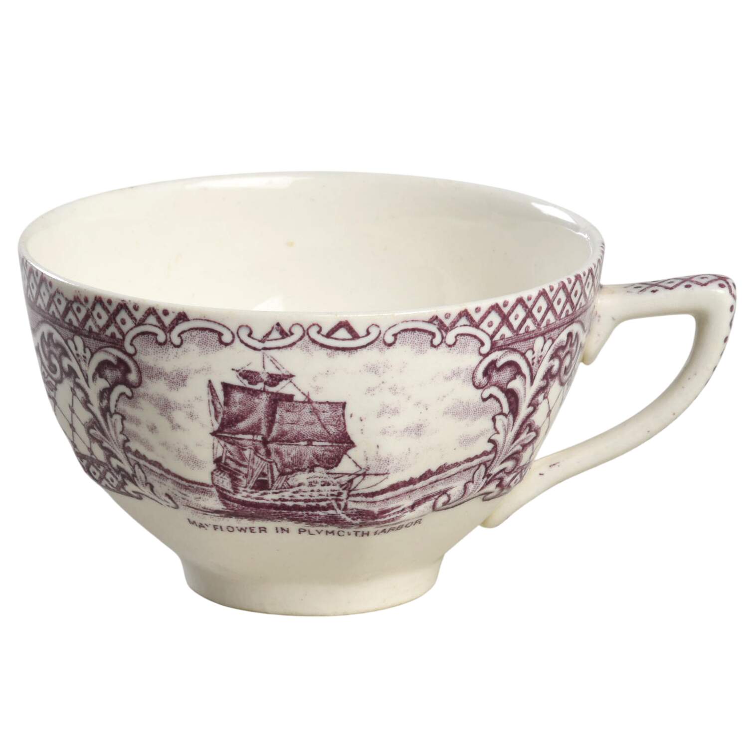 Colonial Times Mulberry (Scalloped) Flat Cup by Crown Ducal-1
