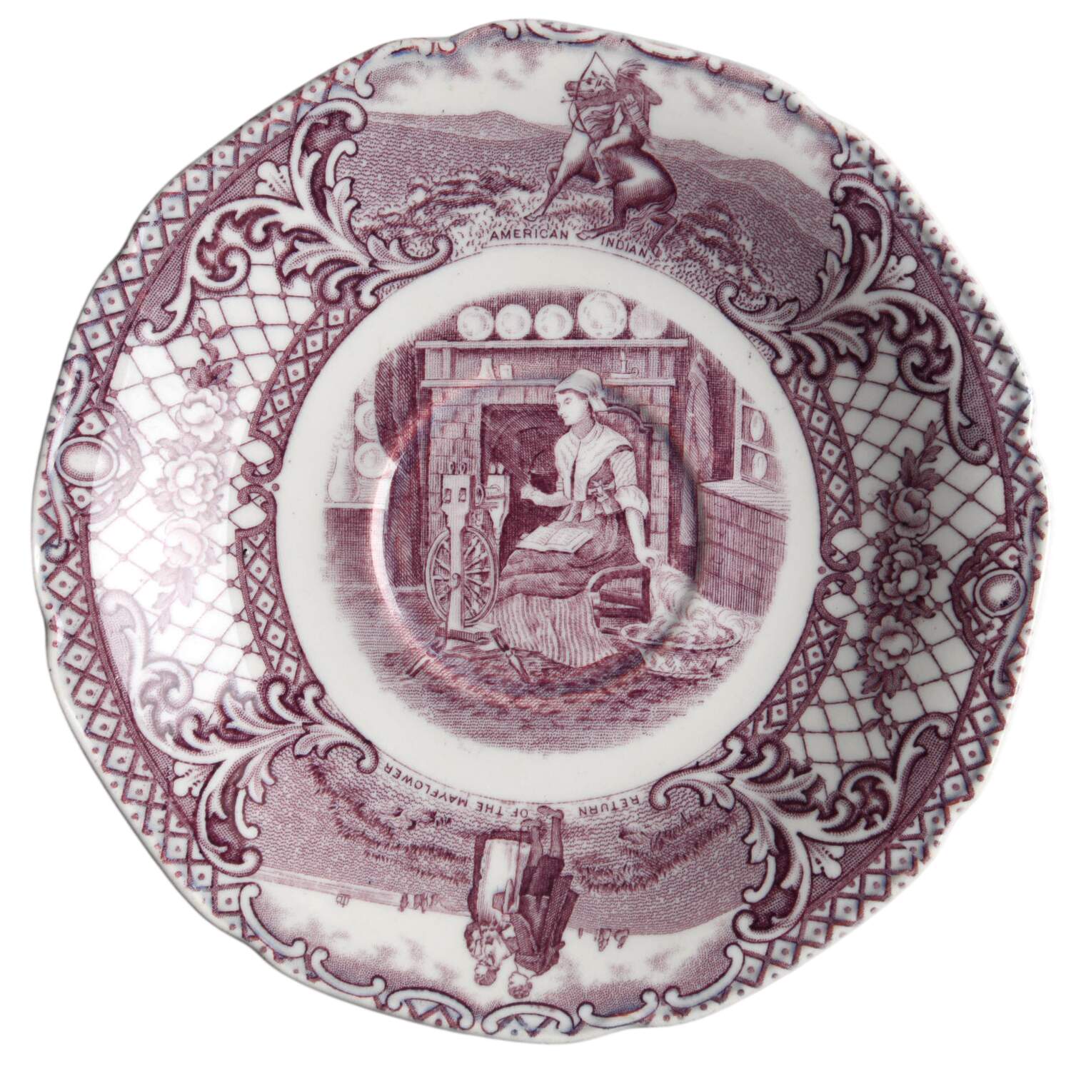 Colonial Times Mulberry (Scalloped) Saucer by Crown Ducal-1