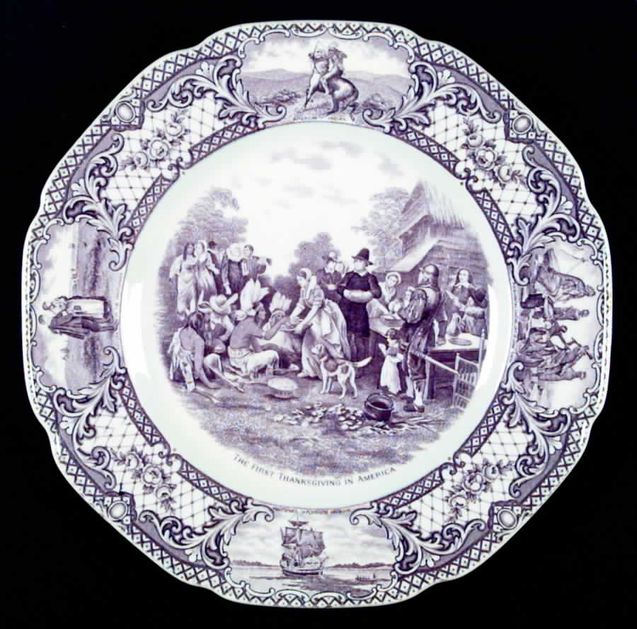 Colonial Times Mulberry (Scalloped) Dinner Plate by Crown Ducal-1