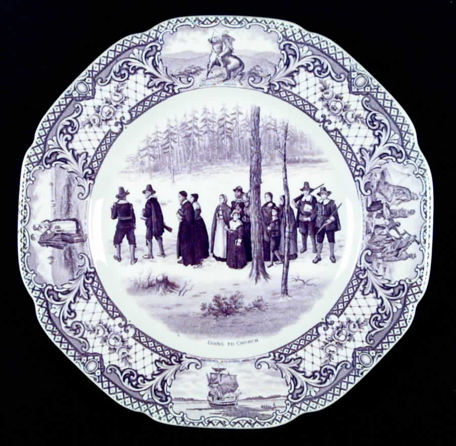 Colonial Times Mulberry (Scalloped) Dinner Plate by Crown Ducal-1
