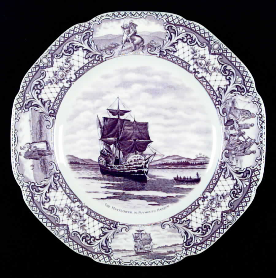 Colonial Times Mulberry (Scalloped) Dinner Plate by Crown Ducal-1