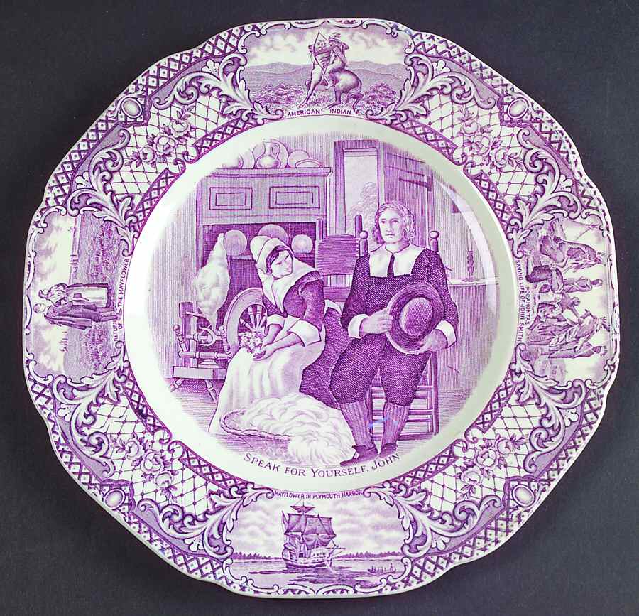 Colonial Times Mulberry (Scalloped) Salad Plate by Crown Ducal-1