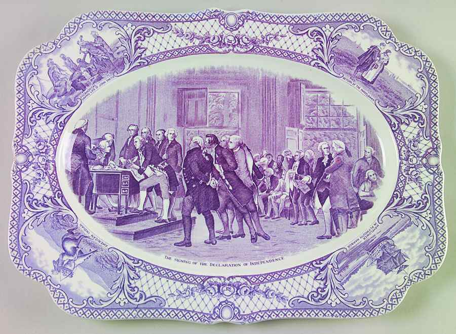 Colonial Times Mulberry (Scalloped) 13" Oval Serving Platter by Crown Ducal-1