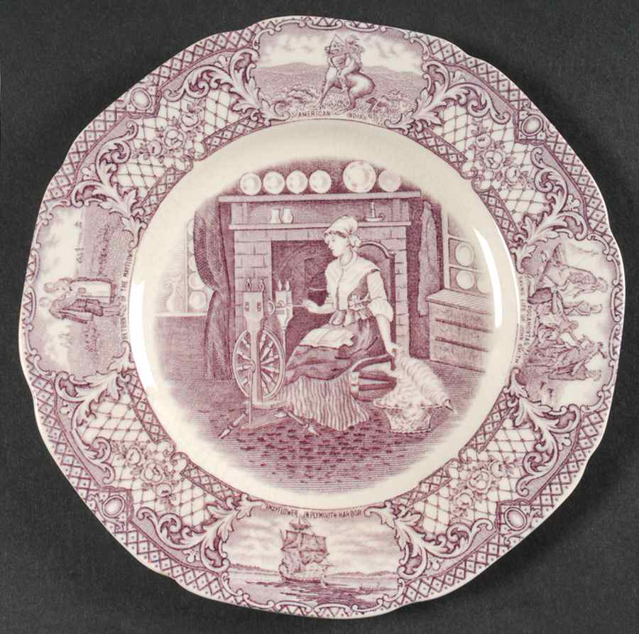 Colonial Times Mulberry (Scalloped) Bread & Butter Plate by Crown Ducal-1