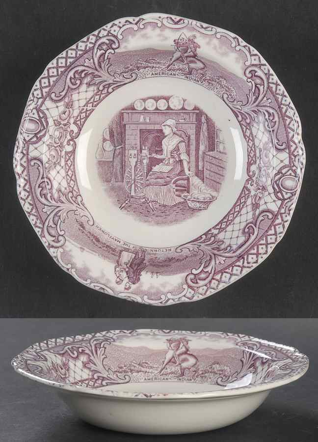 Colonial Times Mulberry (Scalloped) Rim Fruit/Dessert (Sauce) Bowl by Crown Ducal-1
