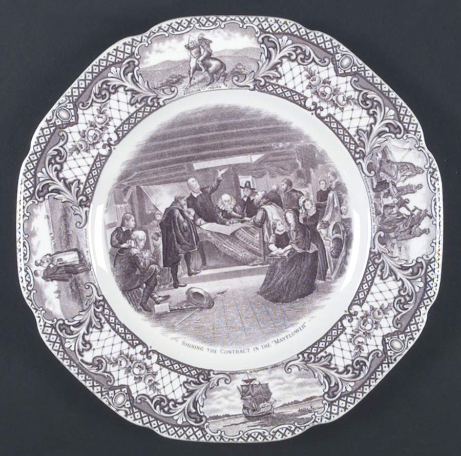 Colonial Times Mulberry (Scalloped) Dinner Plate by Crown Ducal-1